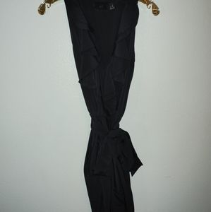 H&M Black Racerback Ruffled Belted Dress